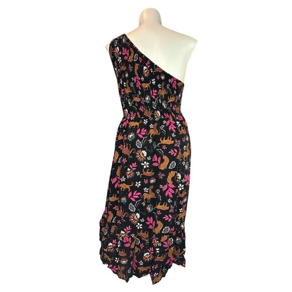 TORRID Midi Challis One-Shoulder Dress Size 4x Leopard Floral Print Stretch - Picture 11 of 16